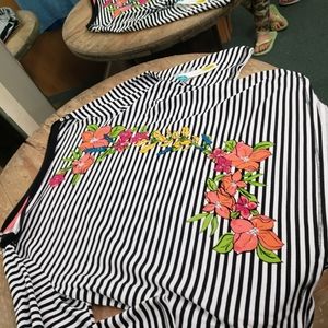 NWT Westbound Striped Black White floral sz 2x